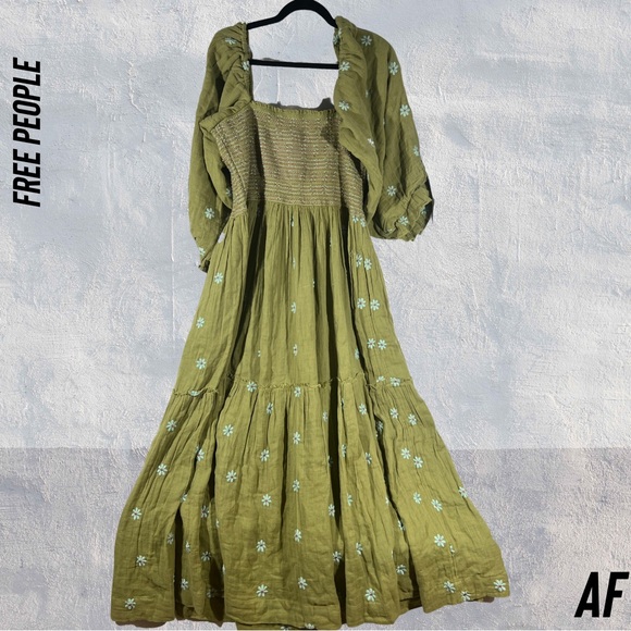 FREE PEOPLE DAHLIA MAXI DRESS IN MOSSTONE COMBO NWT XL - Picture 7 of 12